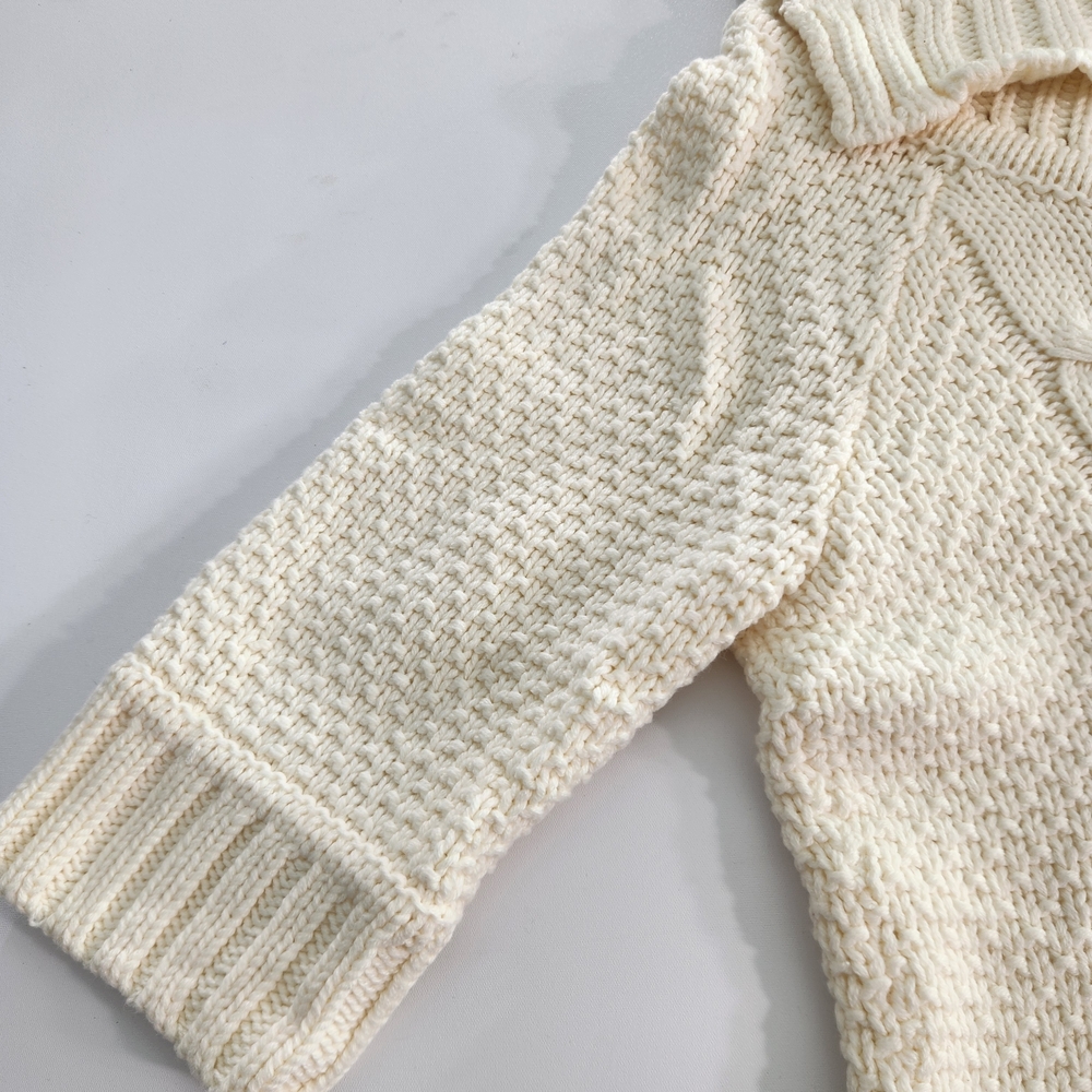 Express Women's Size S Small Sweater Cowl Neck Snap Button Cream 3/4 Sleeve 01 - Picture 4 of 14
